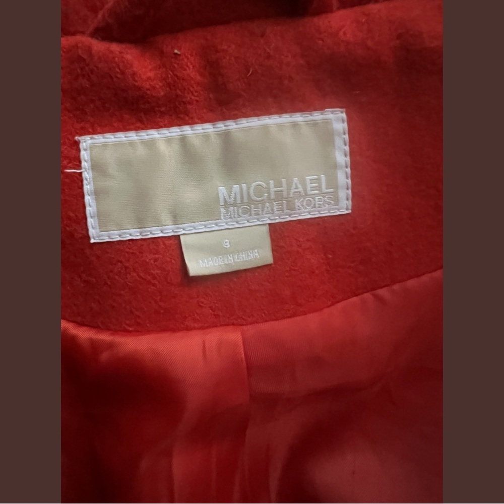 Michael Michael Kors Orange Wool Blend Hooded Belted Coat. SZ.8 - Picture 9 of 11